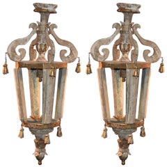 Pair of Italian Wood Church Lanterns 