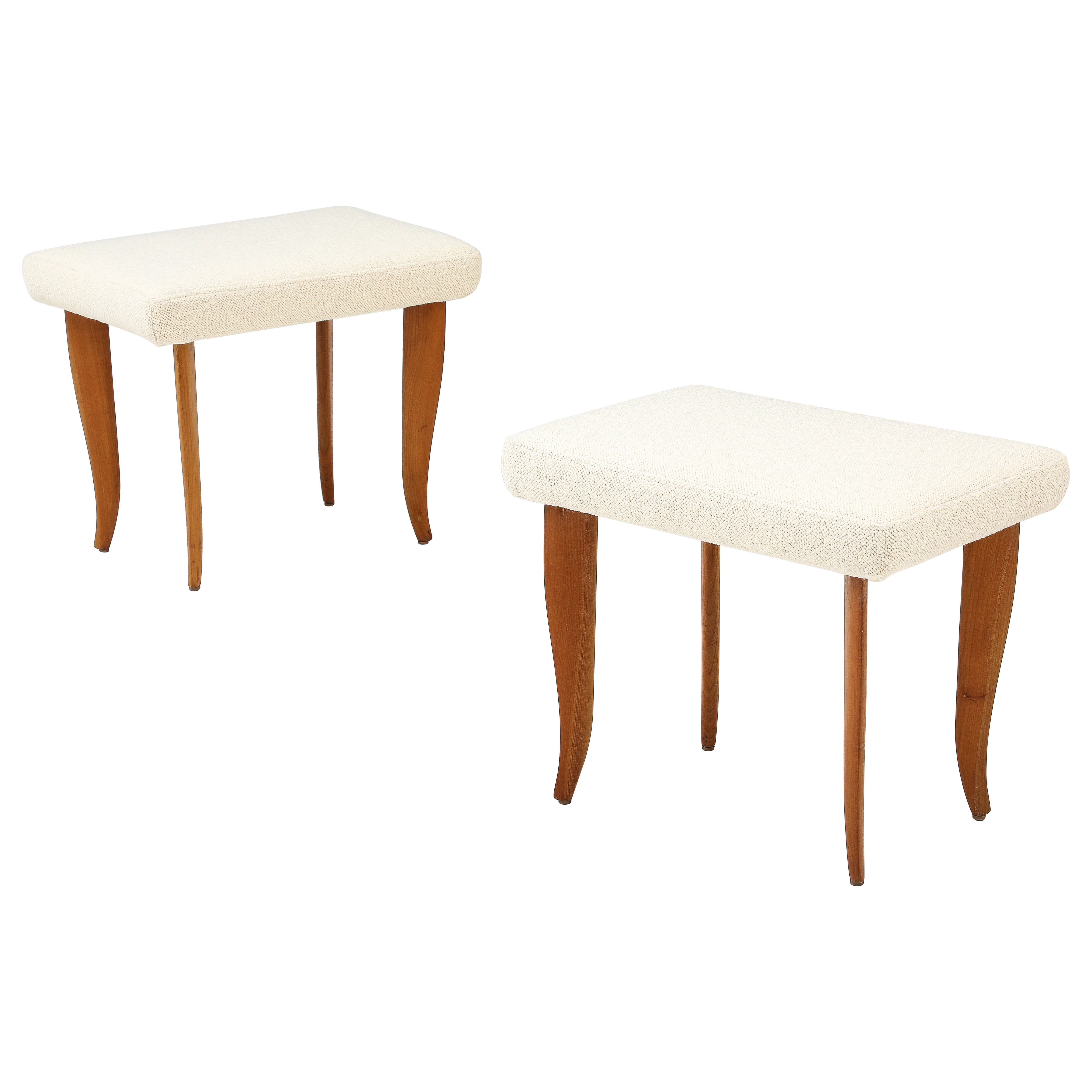Pair of Italian Wood Stools, circa 1940