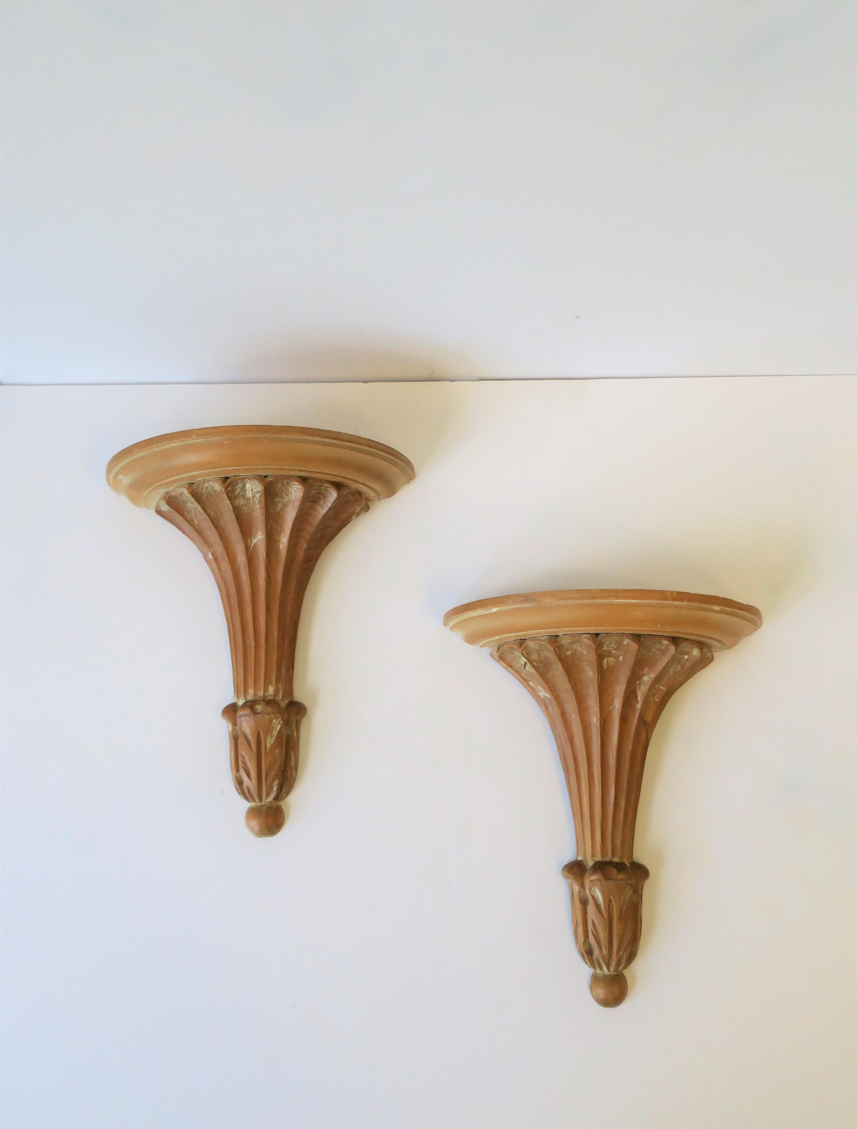 Neoclassical Italian Wood Wall Shelves or Brackets, Pair