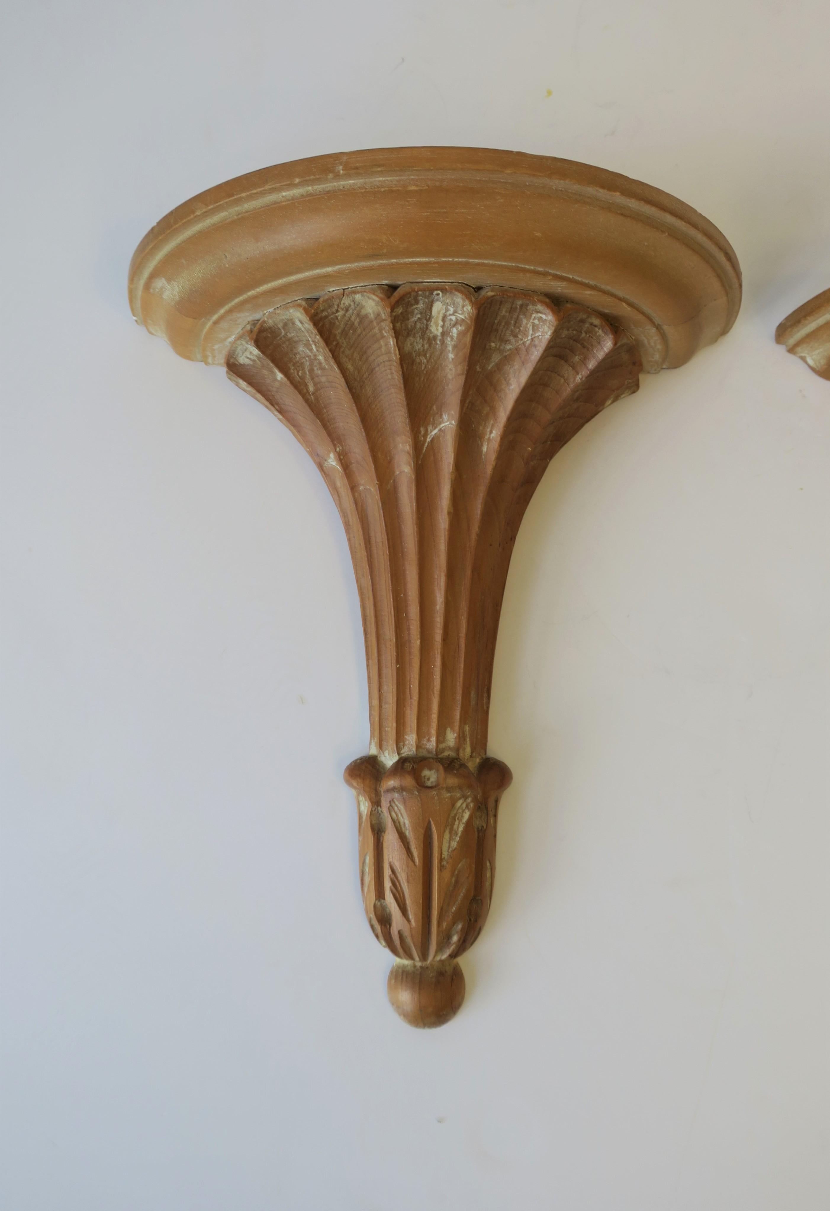 Carved Italian Wood Wall Shelves or Brackets, Pair