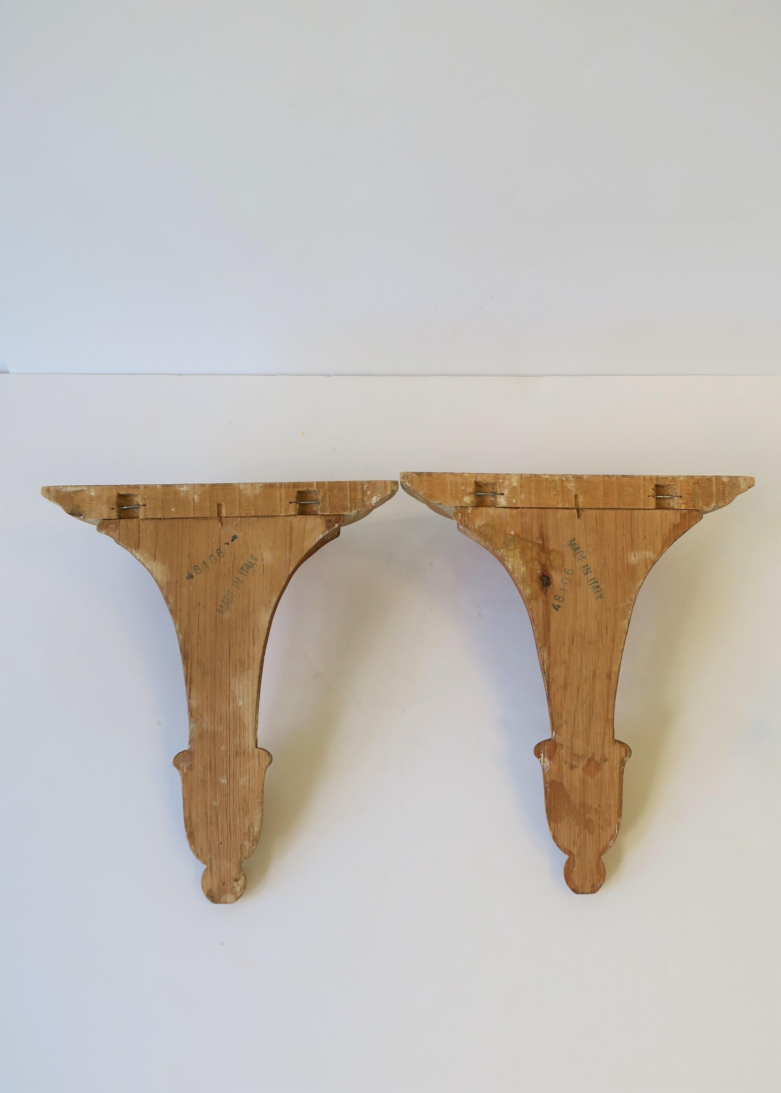 20th Century Italian Wood Wall Shelves or Brackets, Pair