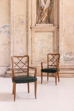 Pareja de sillones italianos de madera atribuidos a Paolo Buffa. Italia, años 50