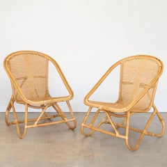 1960s Pair of Italian Rattan Woven Chairs