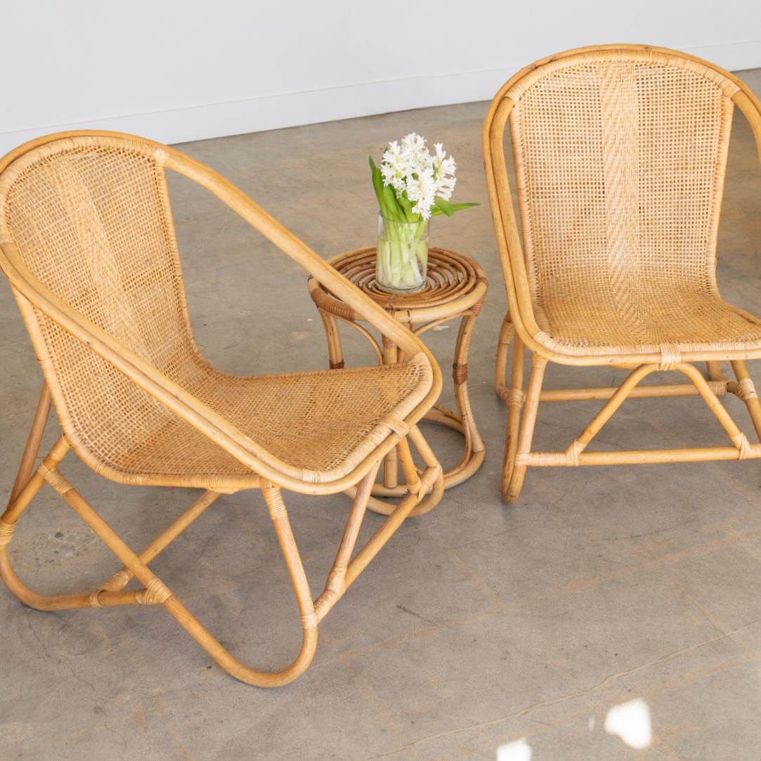 Pair of Italian Woven Chairs In Good Condition For Sale In Los Angeles, CA