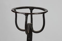 Pair of Italian Wrought Iron Andirons with Food Warmer Late 16th Century Black