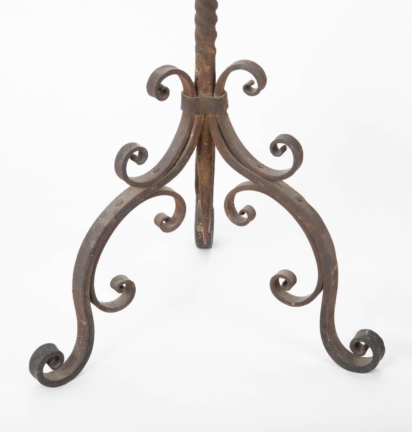 Pair of Spanish Wrought Iron Baroque Style Torcheres 2