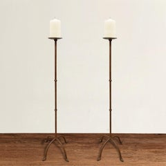 Pair of Italian Wrought Iron Candle Prickets