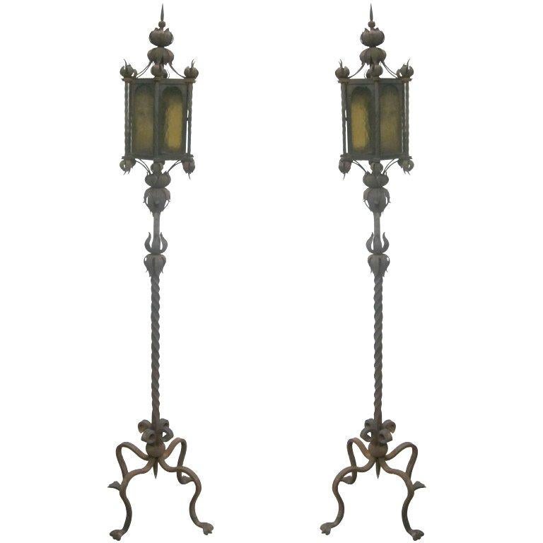 Pair of Italian Wrought Iron Floor Lamps