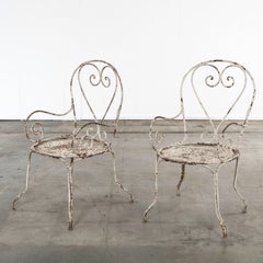 Pair of Italian Wrought Iron Garden Chairs, Mid-20th Century