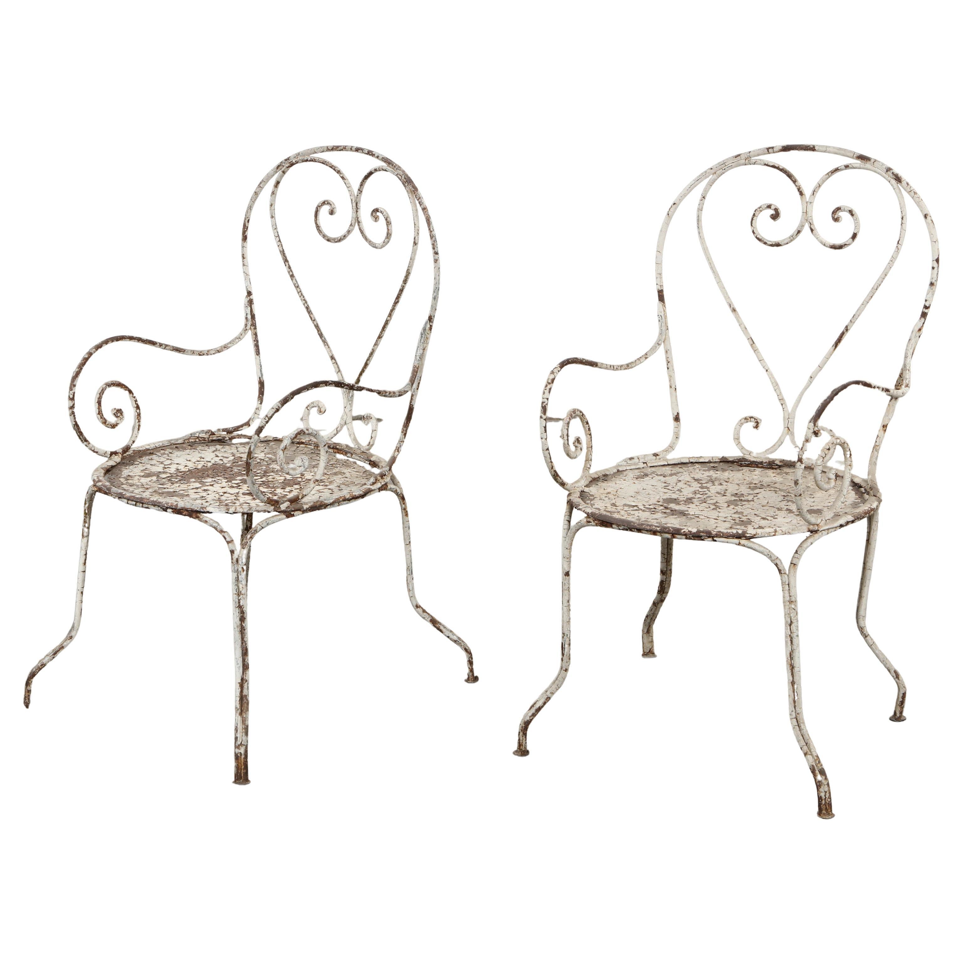 Pair of Italian Wrought Iron Garden Chairs, Mid-20th Century