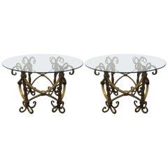 Pair of Italian Wrought Iron Gilt Tables