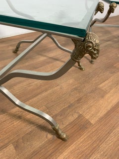 Pair of Italian X-Form End Tables with Ram's Head Accents Circa 1960s