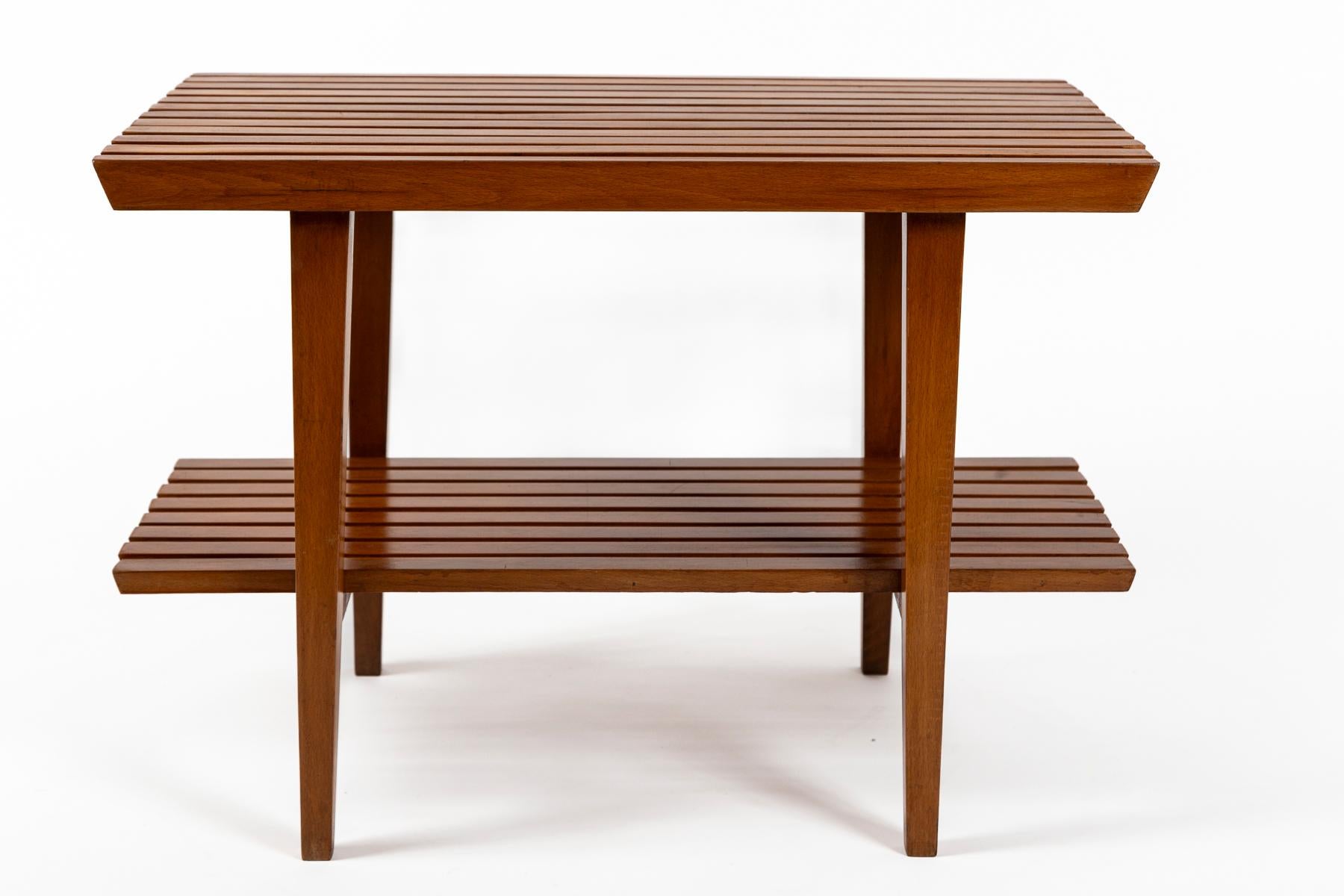 Beech Pair of Italian XX Century Two Tiered Slatted Tables For Sale