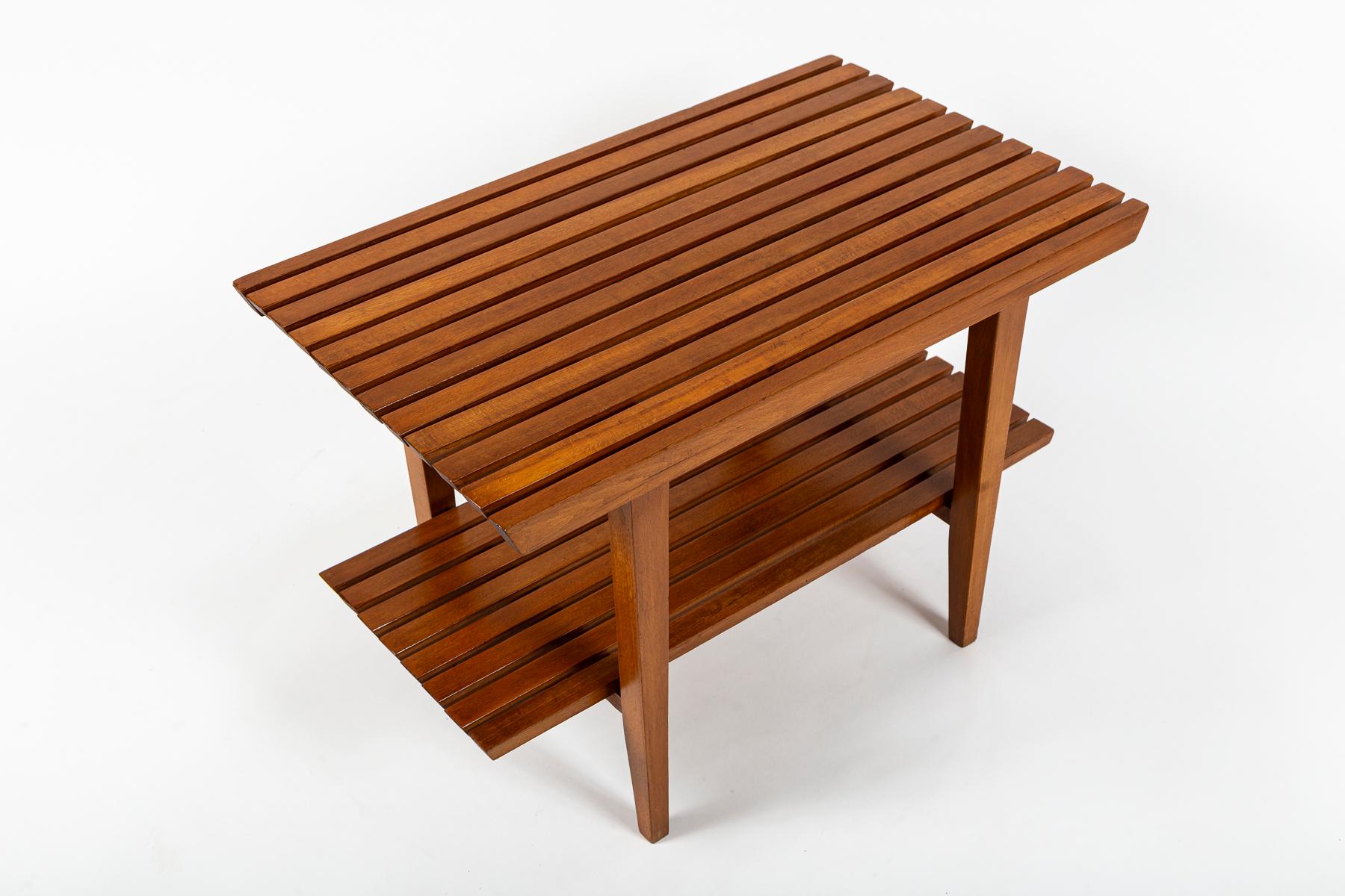 Pair of Italian XX Century Two Tiered Slatted Tables For Sale 1