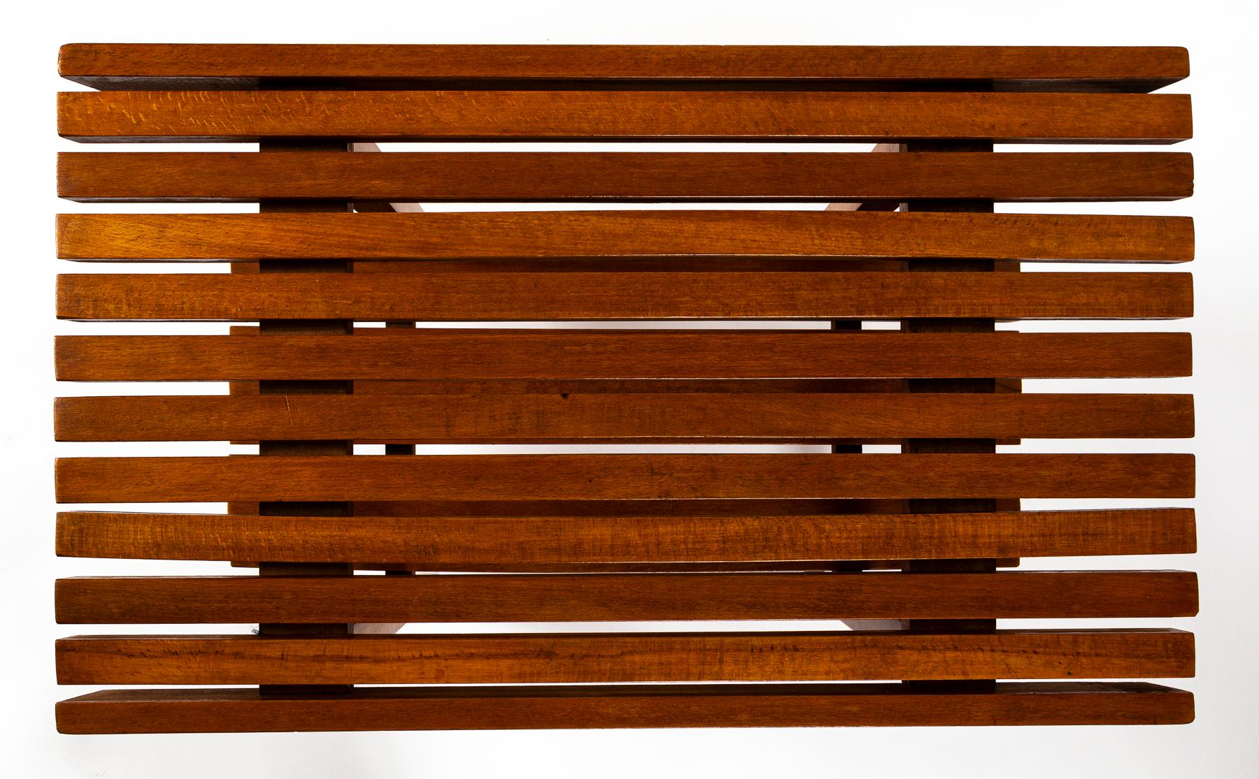 Pair of Italian XX Century Two Tiered Slatted Tables For Sale 2