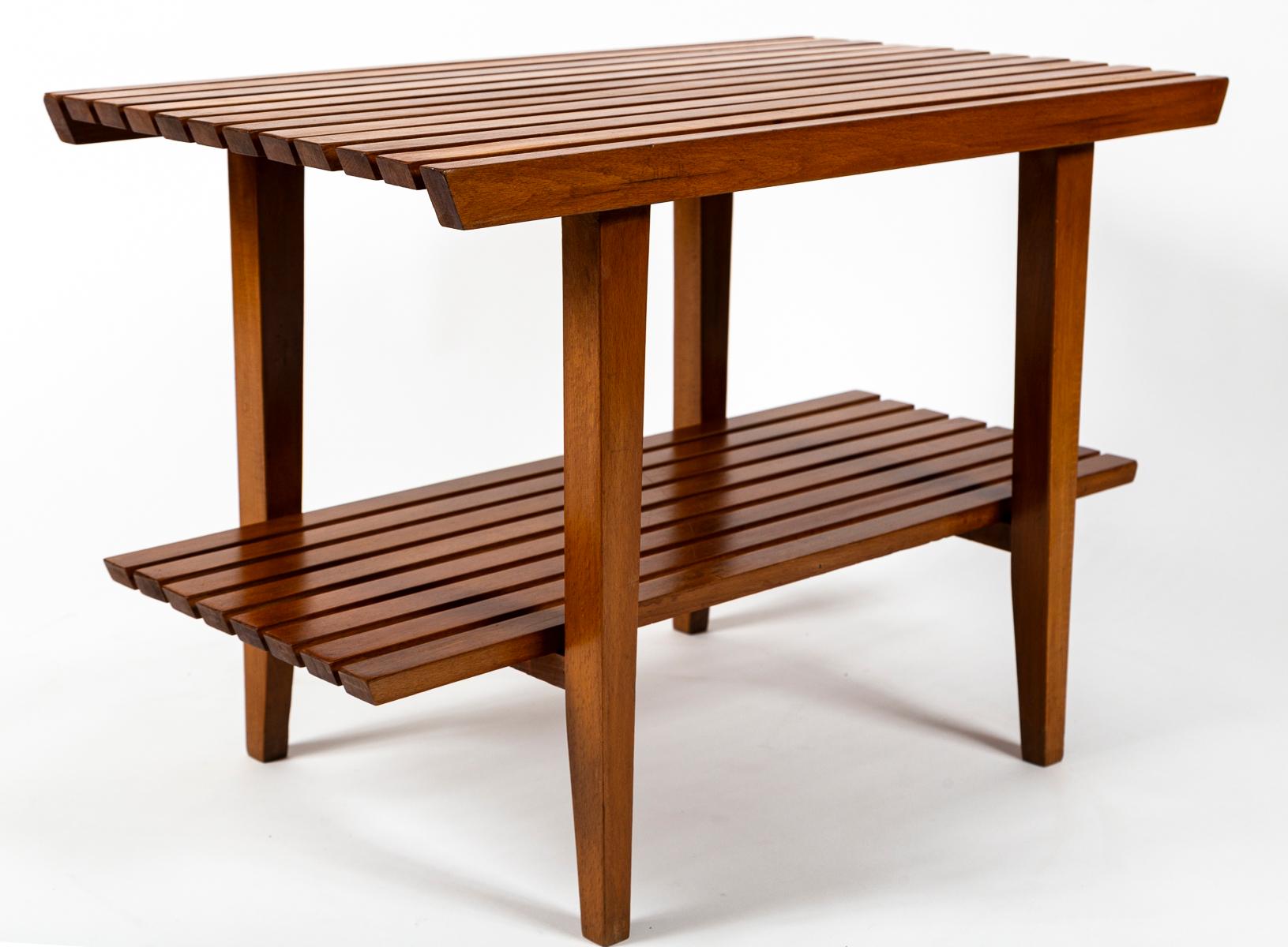 Pair of Italian XX Century Two Tiered Slatted Tables For Sale 3