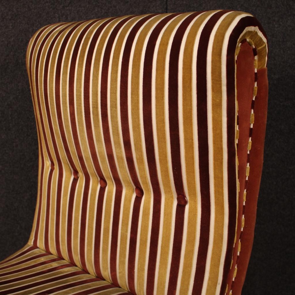 Pair of Italian Zanuso-Style Chairs in Fabric & Velvet, 20th Century  For Sale 6