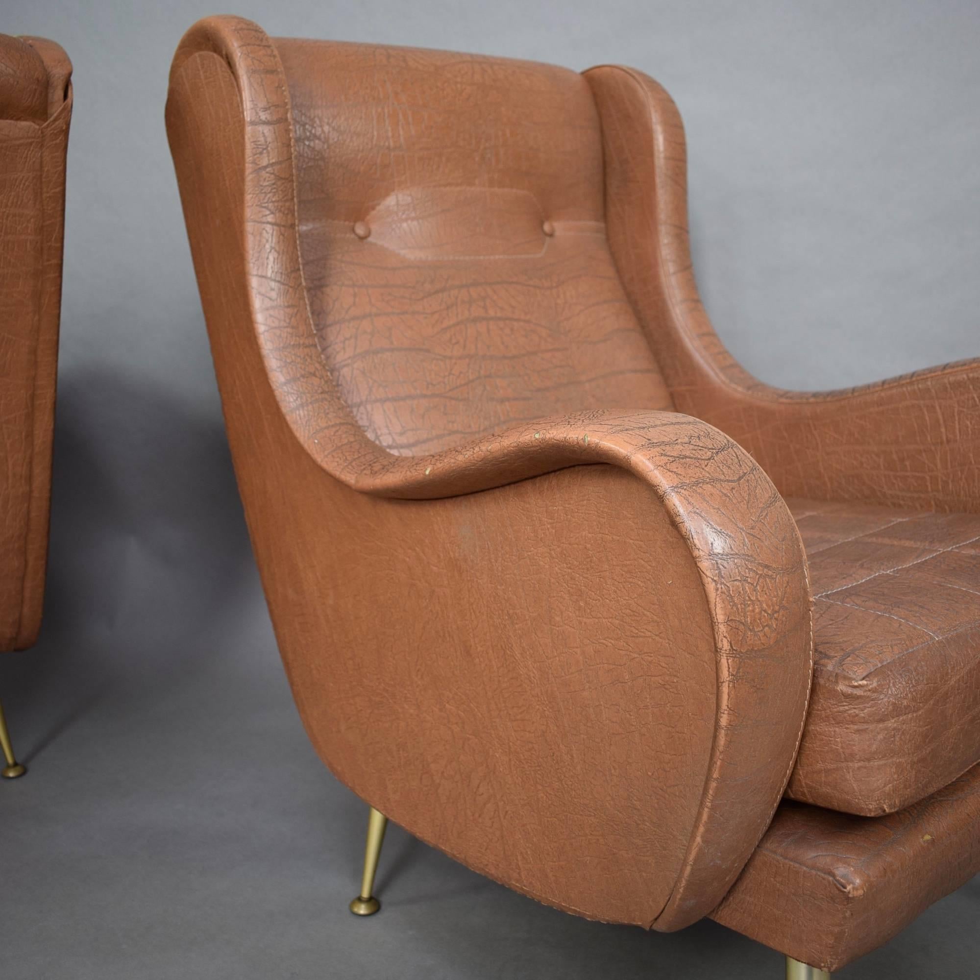 Pair of Italian Aldo Morbelli Lounge Armchairs, 1950s For Sale 4