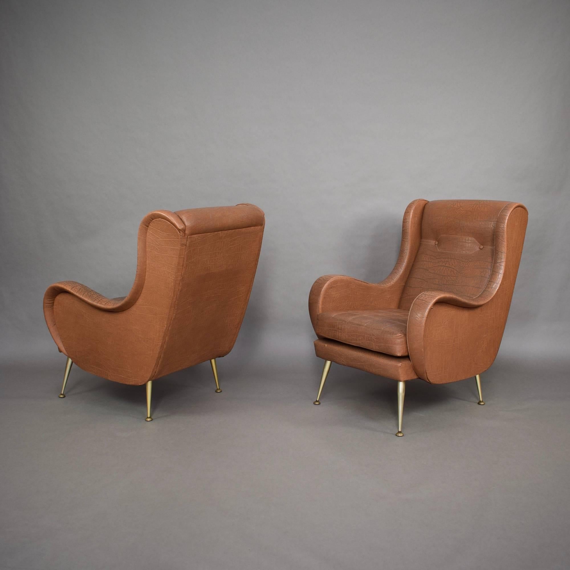Mid-Century Modern Paire de fauteuils de salon Aldo Morbelli, années 1950 en vente