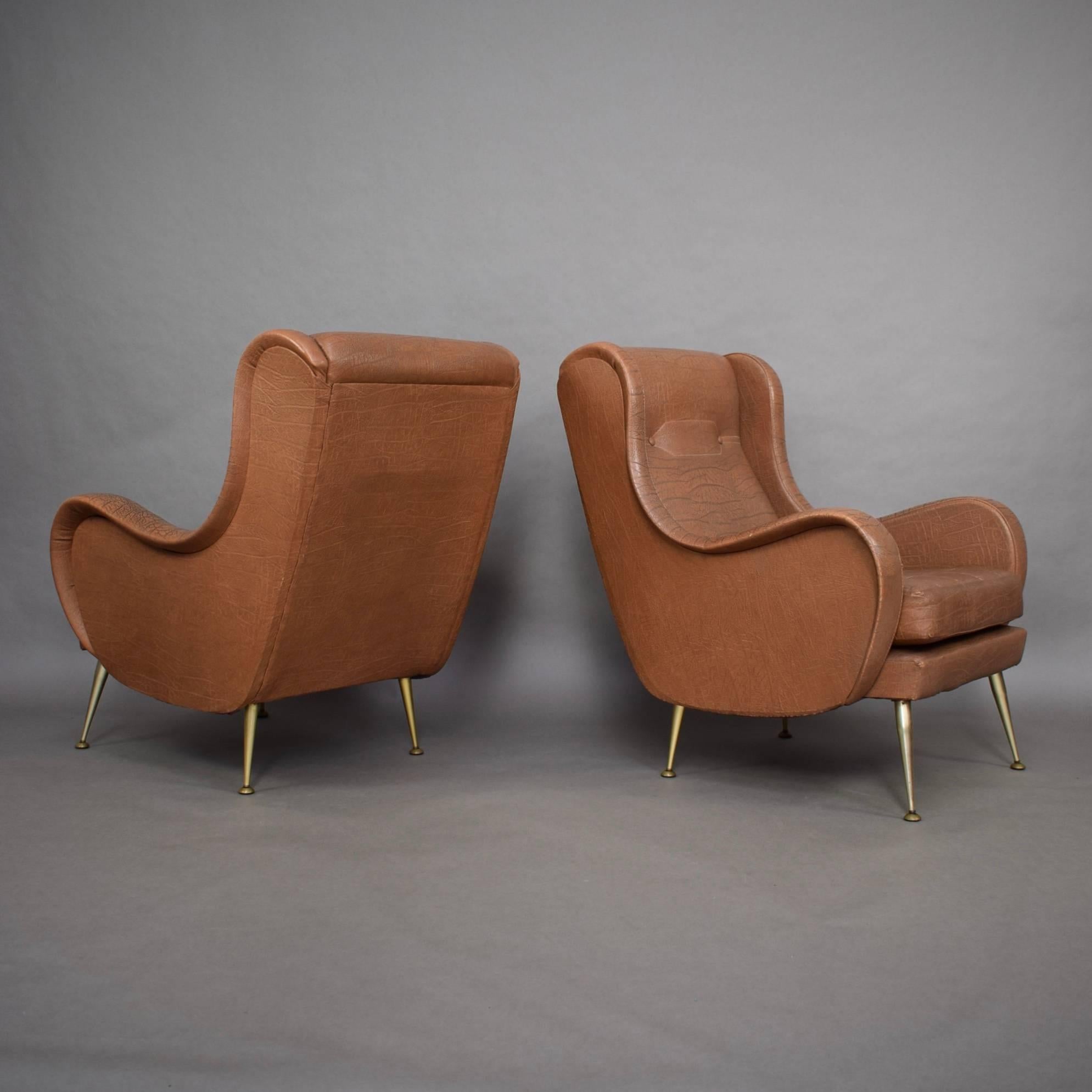 Pair of Italian Aldo Morbelli Lounge Armchairs, 1950s For Sale 2