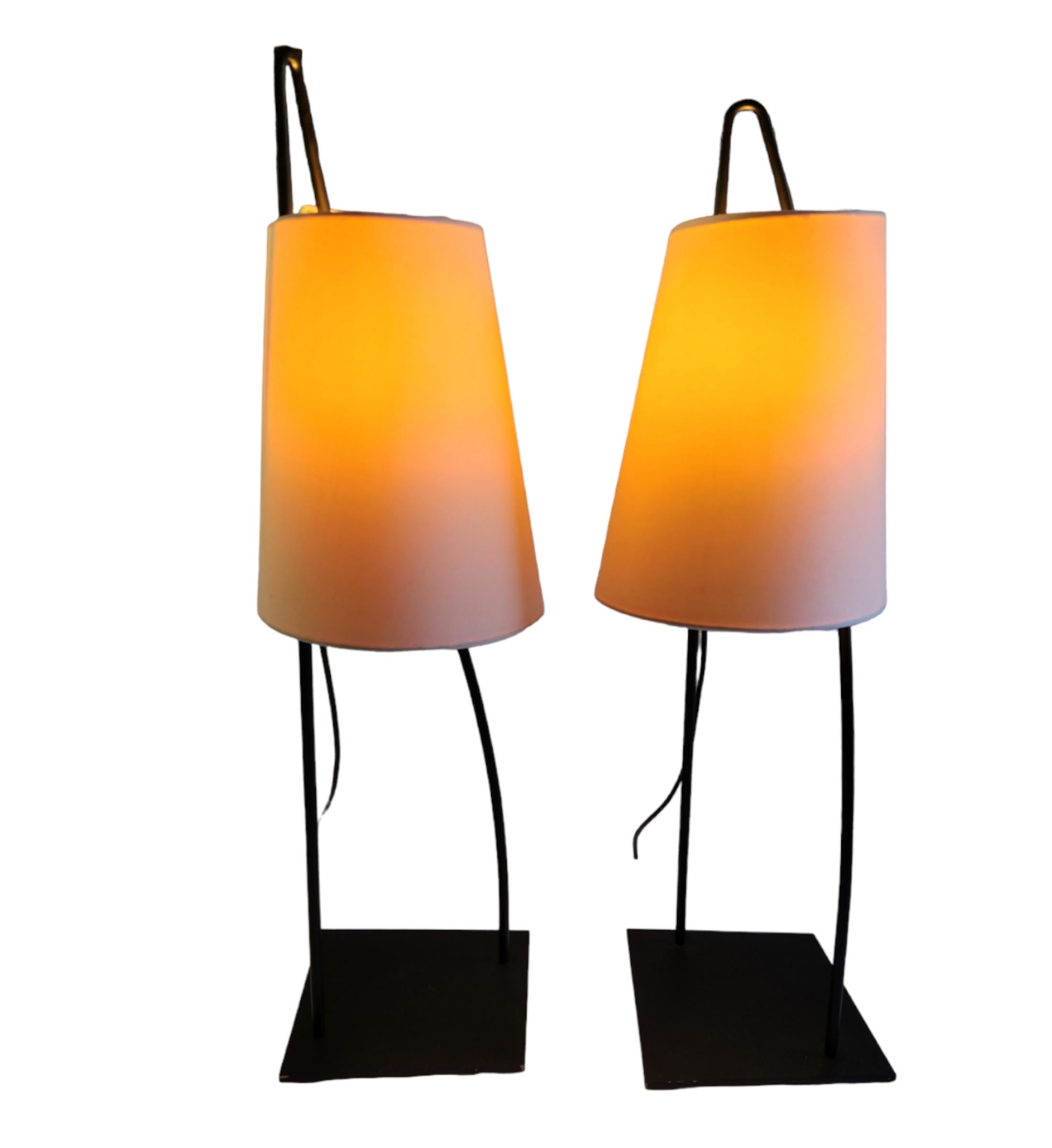 Pair of Italiana Luce Black Rod Table Lamp, Italy, 1980s For Sale 1