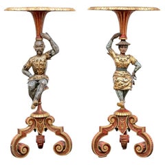 Pair Of Italianate Chinoiserie Figural Stands