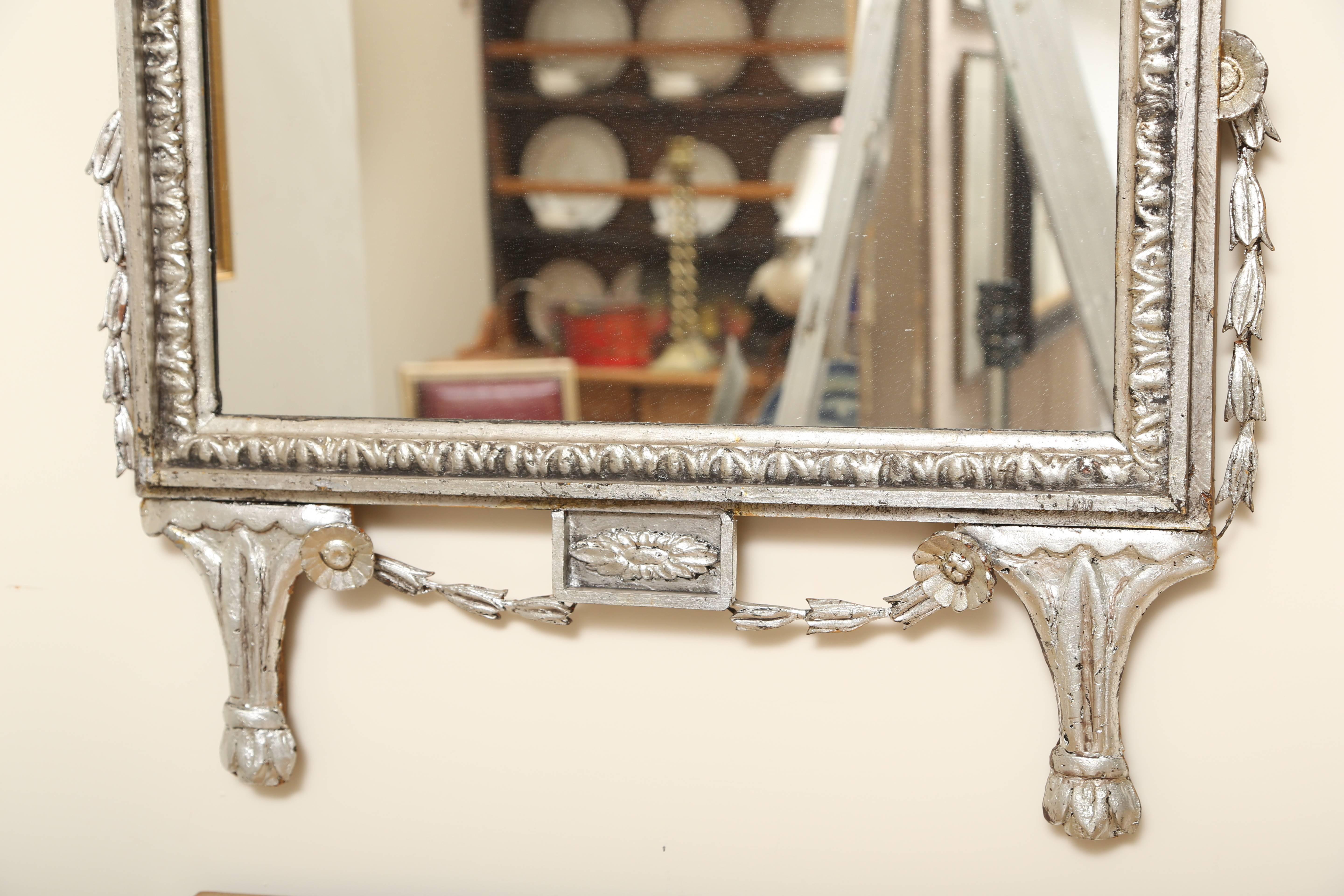 Neoclassical  Large  Pair of Italianate Mirrors-Silver Leafed