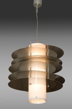 Paar italienische Deckenleuchten aus Stahl und Methacrylat, 1970