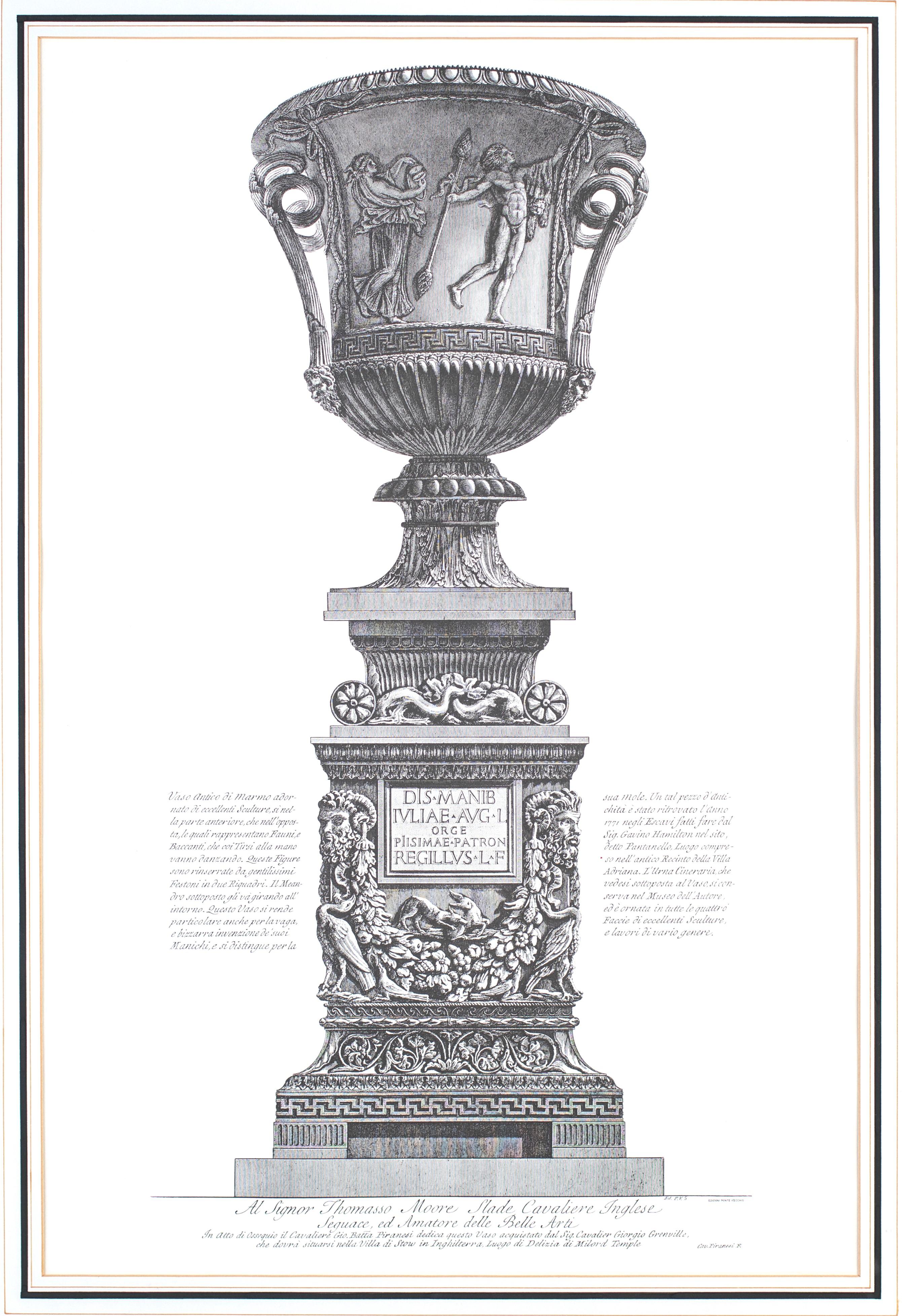 Pair of Italians prints depicting Classic Vases, 
Ponte Vecchio edition
Dimensions: 93x70 cm with the frame

from engravings by Giovan Battista Piranesi

very good condition.