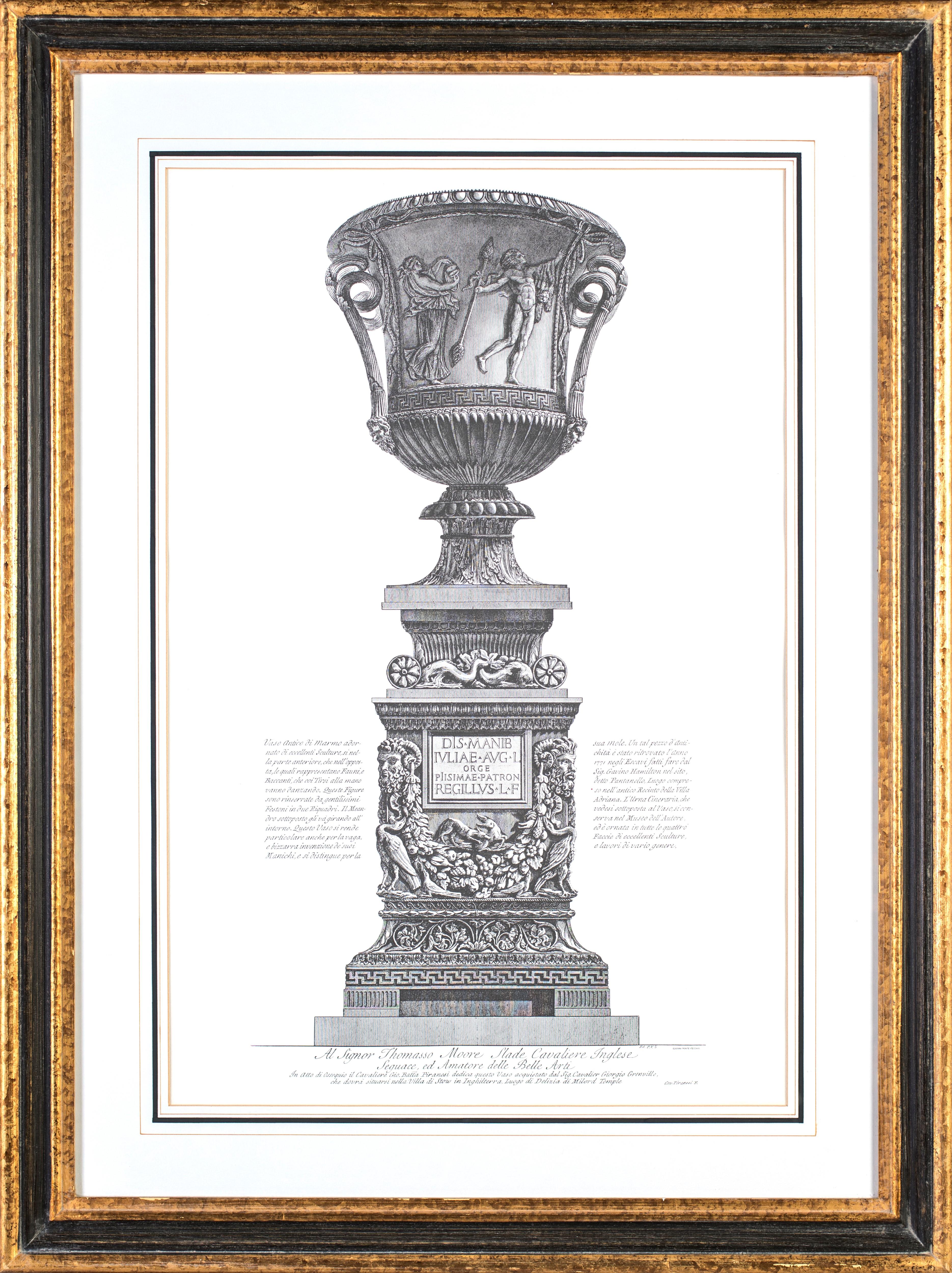 Baroque Pair of Italians Prints depicting Classic Vases, Ponte Vecchio Edition 19th Cen