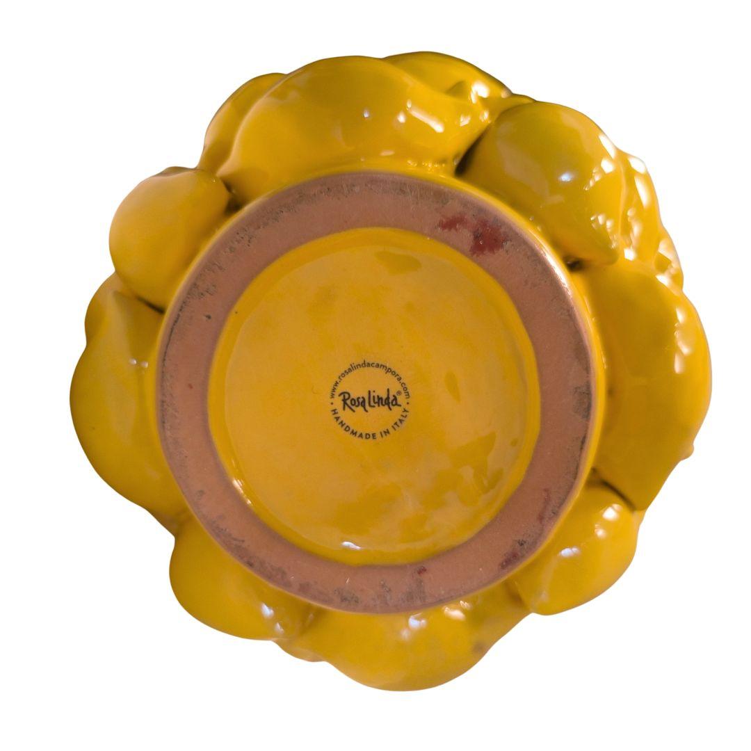 Hand-Crafted Pair of Italy  lemon vases, Yellow glazed ceramic, R. Acampora, Limited Edition For Sale