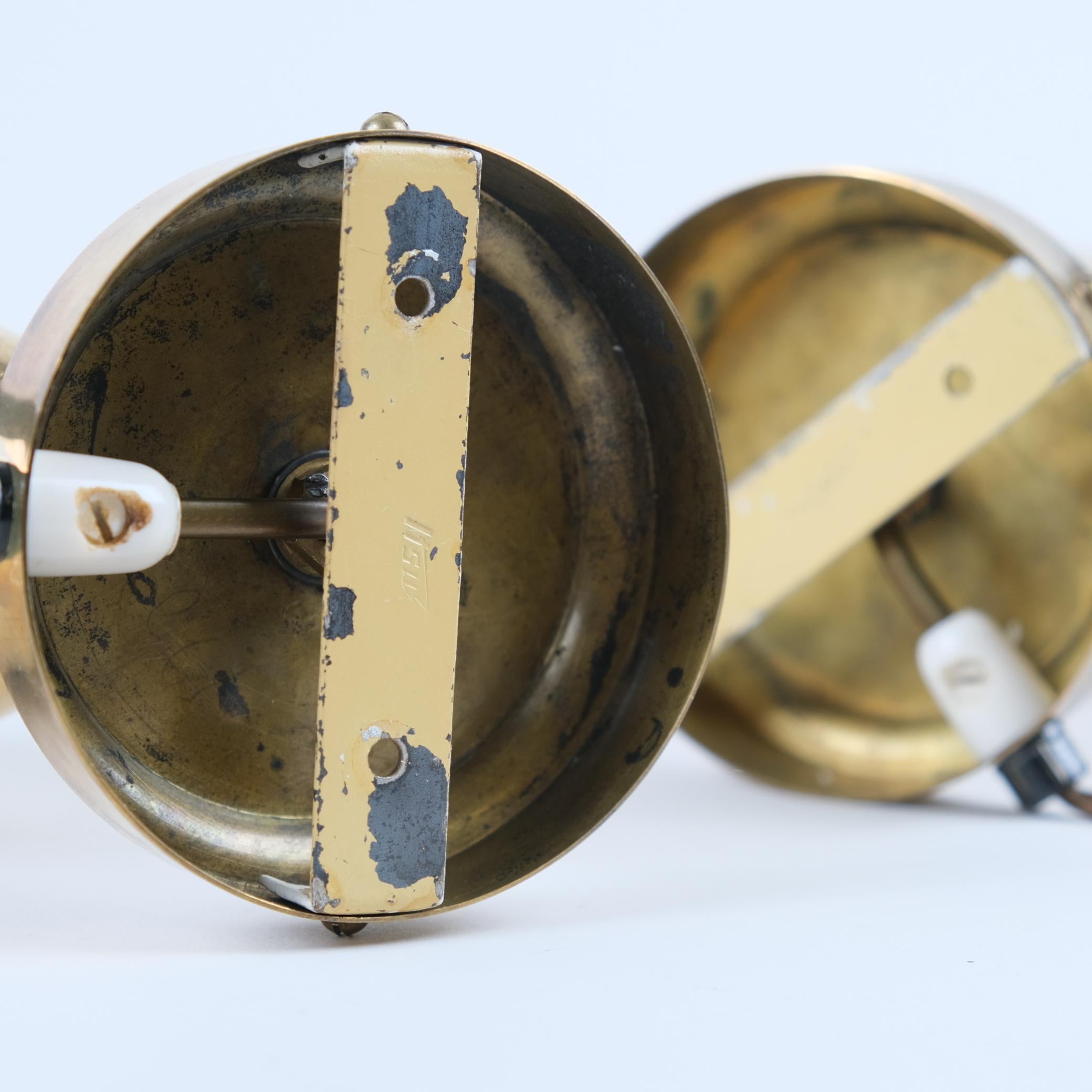 Pair Of Itsu Adjustable Scones Model EY 67 In Perforated Brass, Finland 1950s For Sale 4