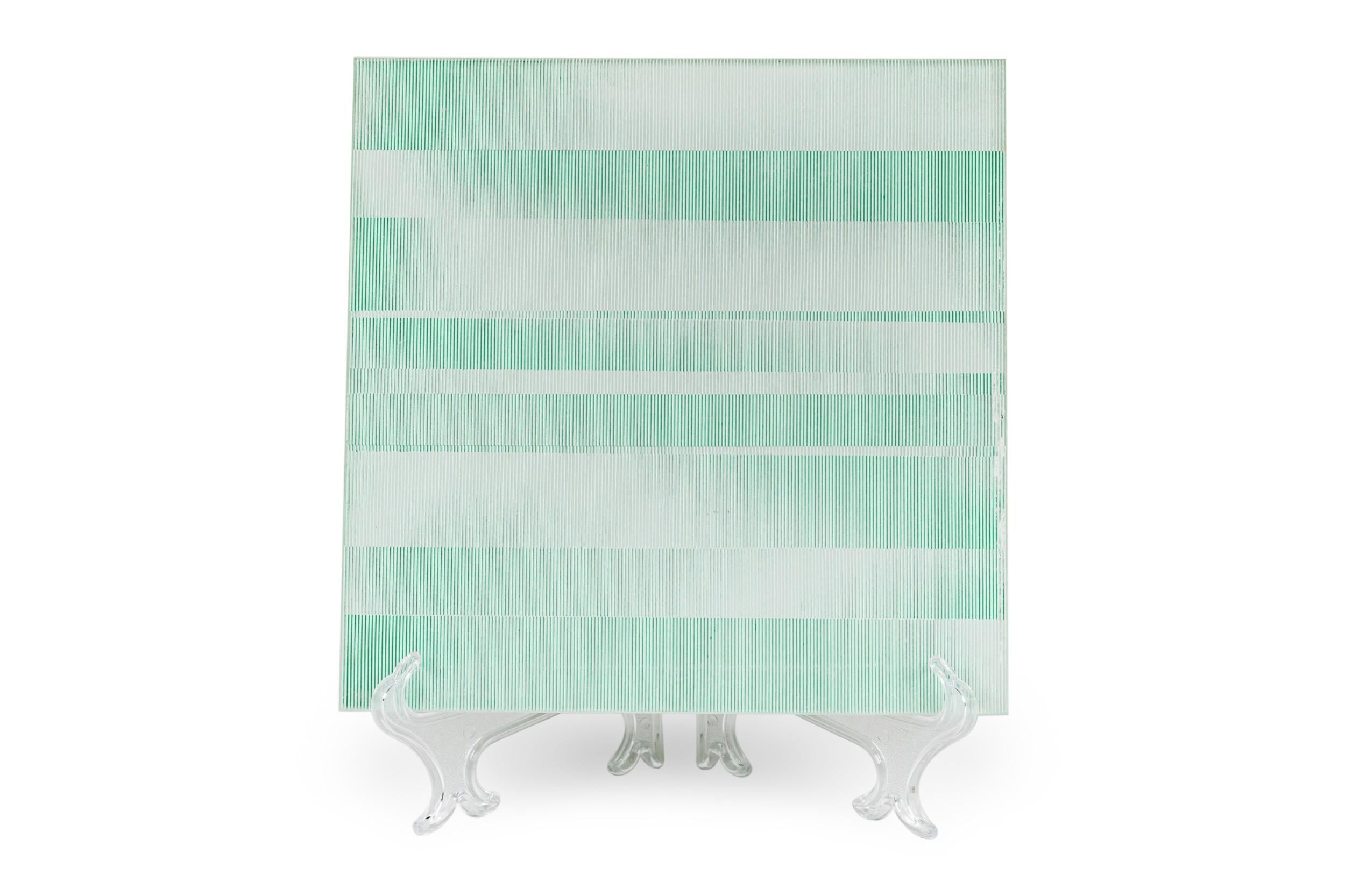 Pair of Ivan Kristufek Czechoslovakian Mid-Century Art Wave Pattern Glass Tiles