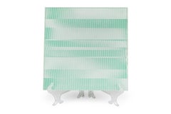 Pair of Ivan Kristufek Czechoslovakian Mid-Century Art Wave Pattern Glass Tiles