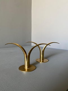 Pair of Ivar Ålenius Björk Brass Candleholders for Ystad Metall