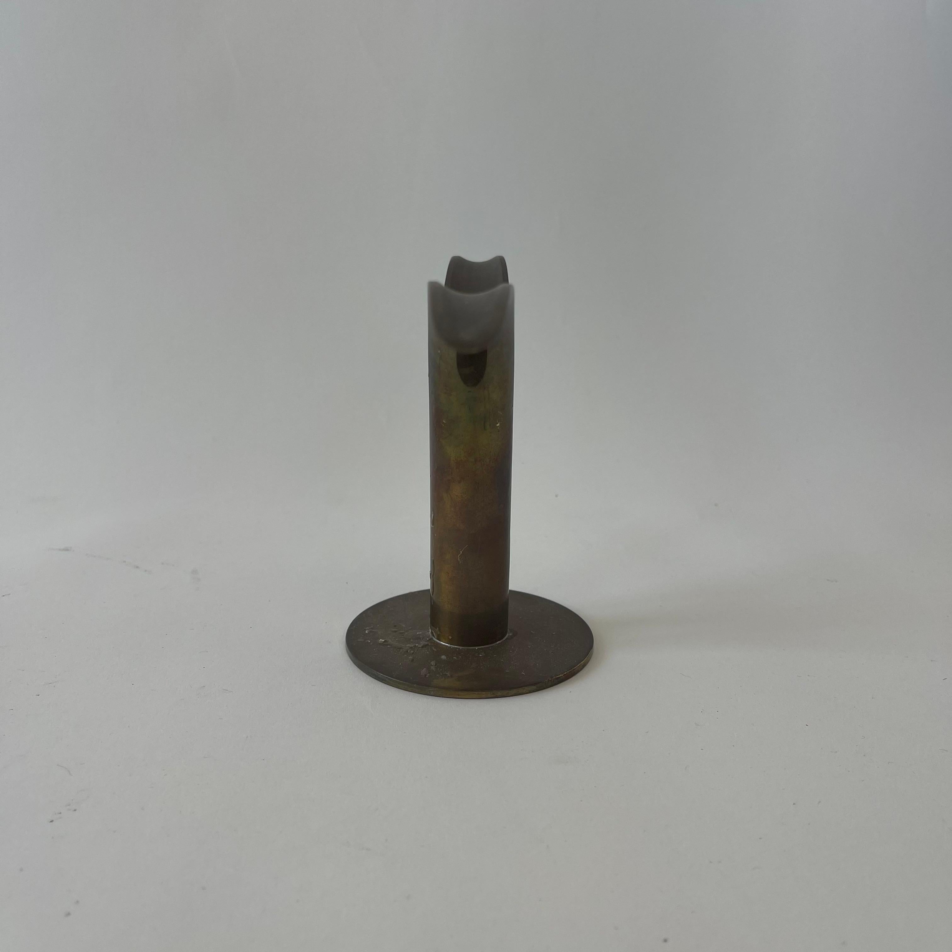 20th Century Pair of Ivar Ålenius Björk Lijan Lily Brass Candlesticks, Sweden, Circa 1940s For Sale