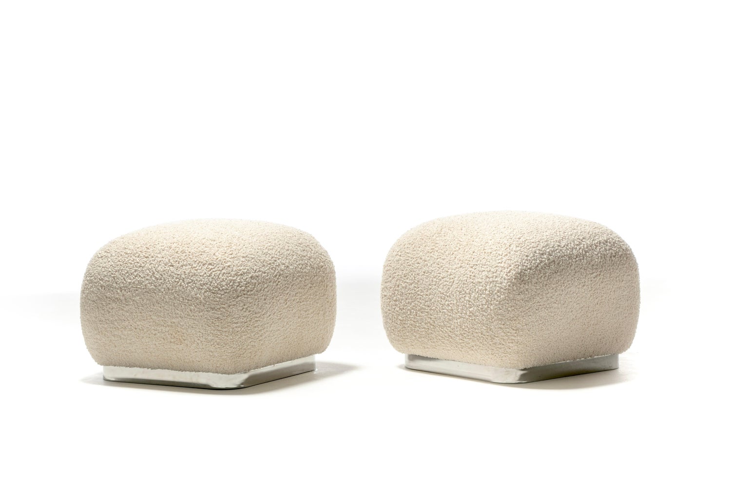 Modern White Boucle Mushroom Ottoman Upholstered Pouf Novelty Footstool  Cute Footrest