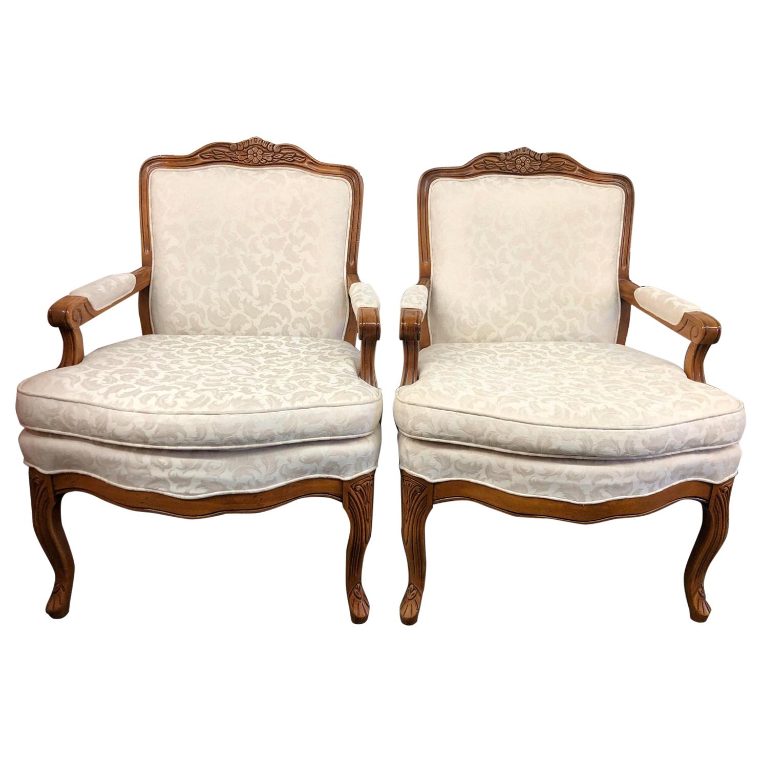Pair of Ivory Burger Chairs, by Bernhardt For Sale