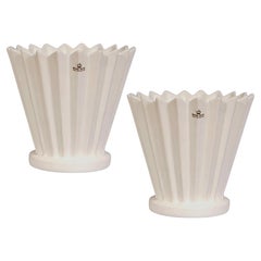 Pair of Ivory Ceramic Vases by Charles Catteau for Villeroy & Boch Signed