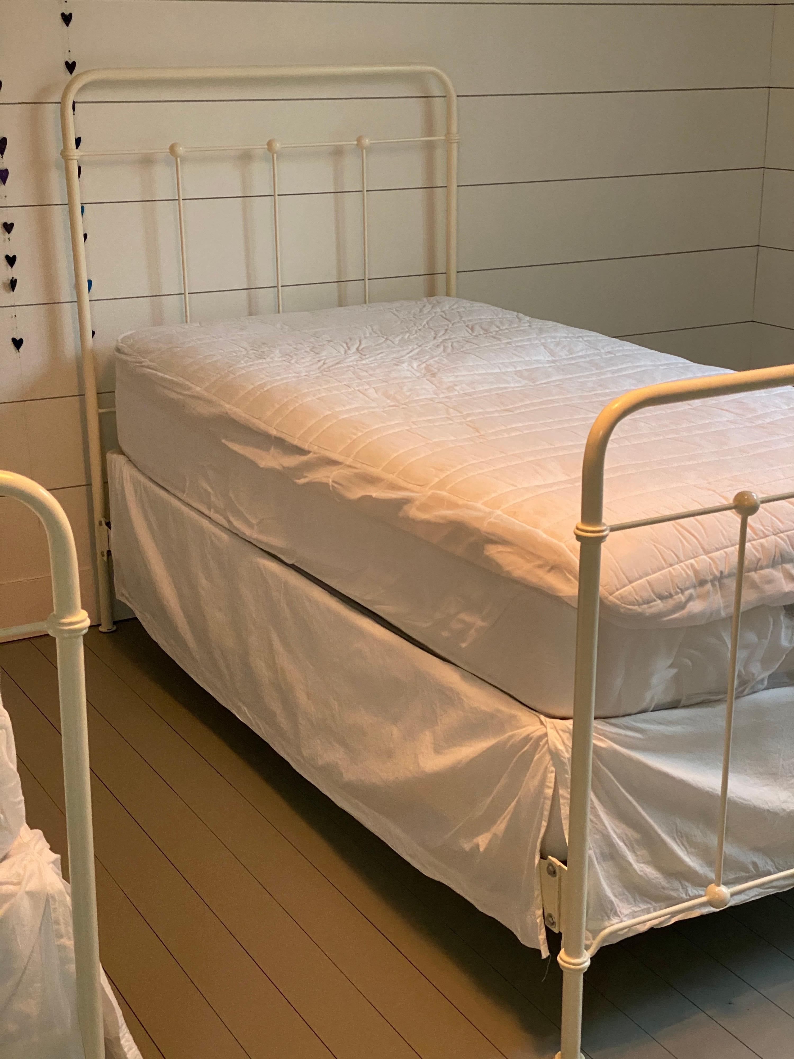 Pair of Ivory Iron Bed Frames by Charles P. Rogers & Co. 4