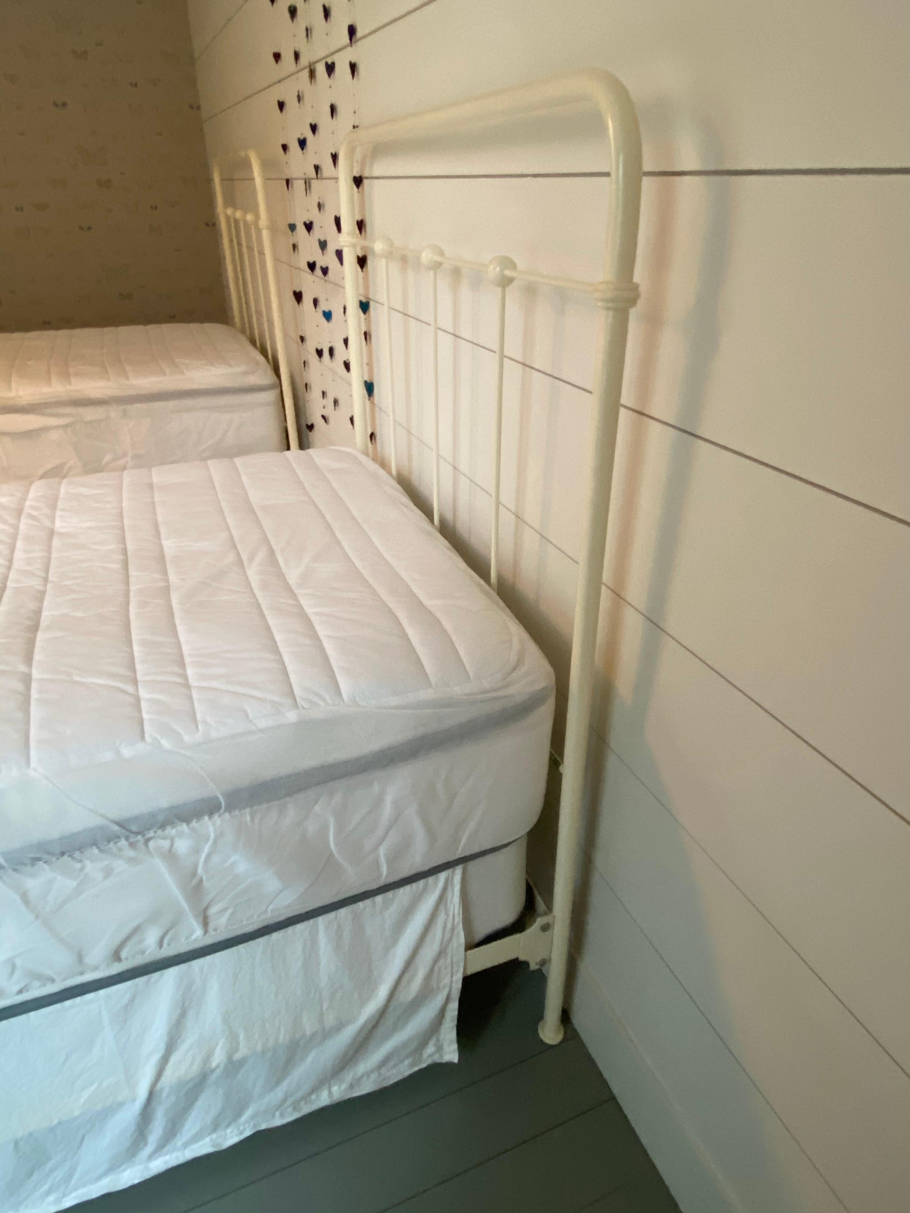 Pair of Ivory Iron Bed Frames by Charles P. Rogers & Co. In Good Condition In Southampton, NY
