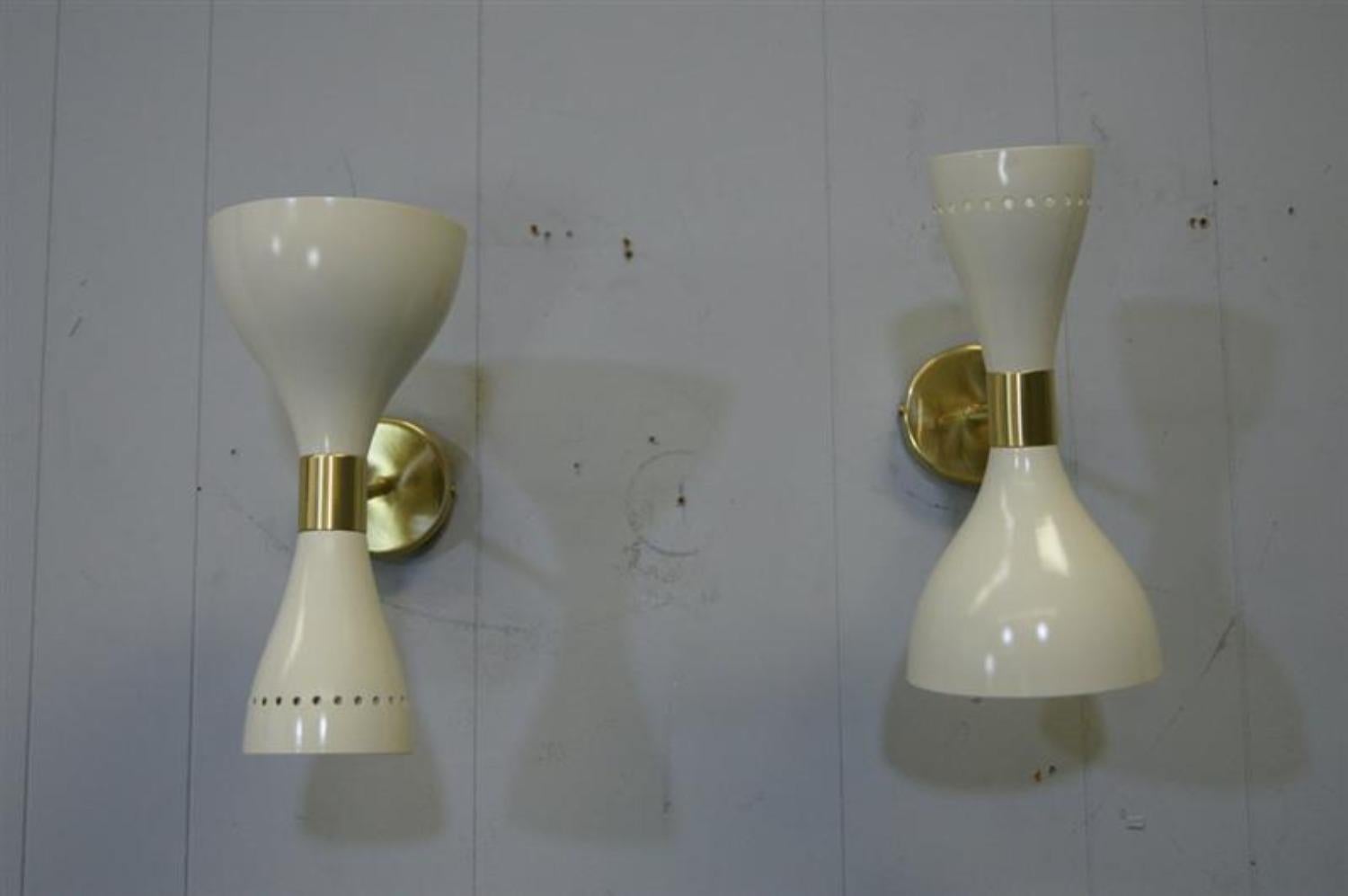 Coppia di lampade italiane in avorio in vendita 1