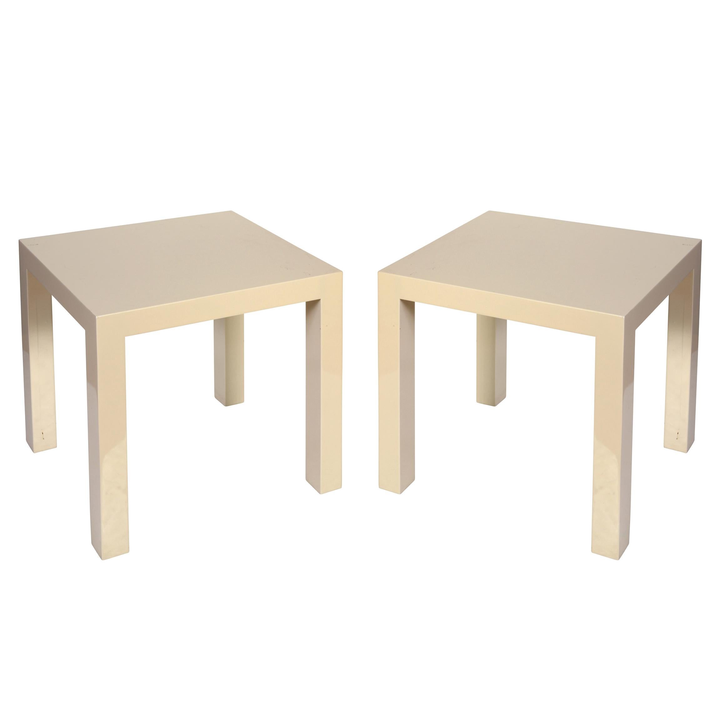 20th Century Pair of Ivory Lacquered Mid-Century Karl Springer Style Side Tables
