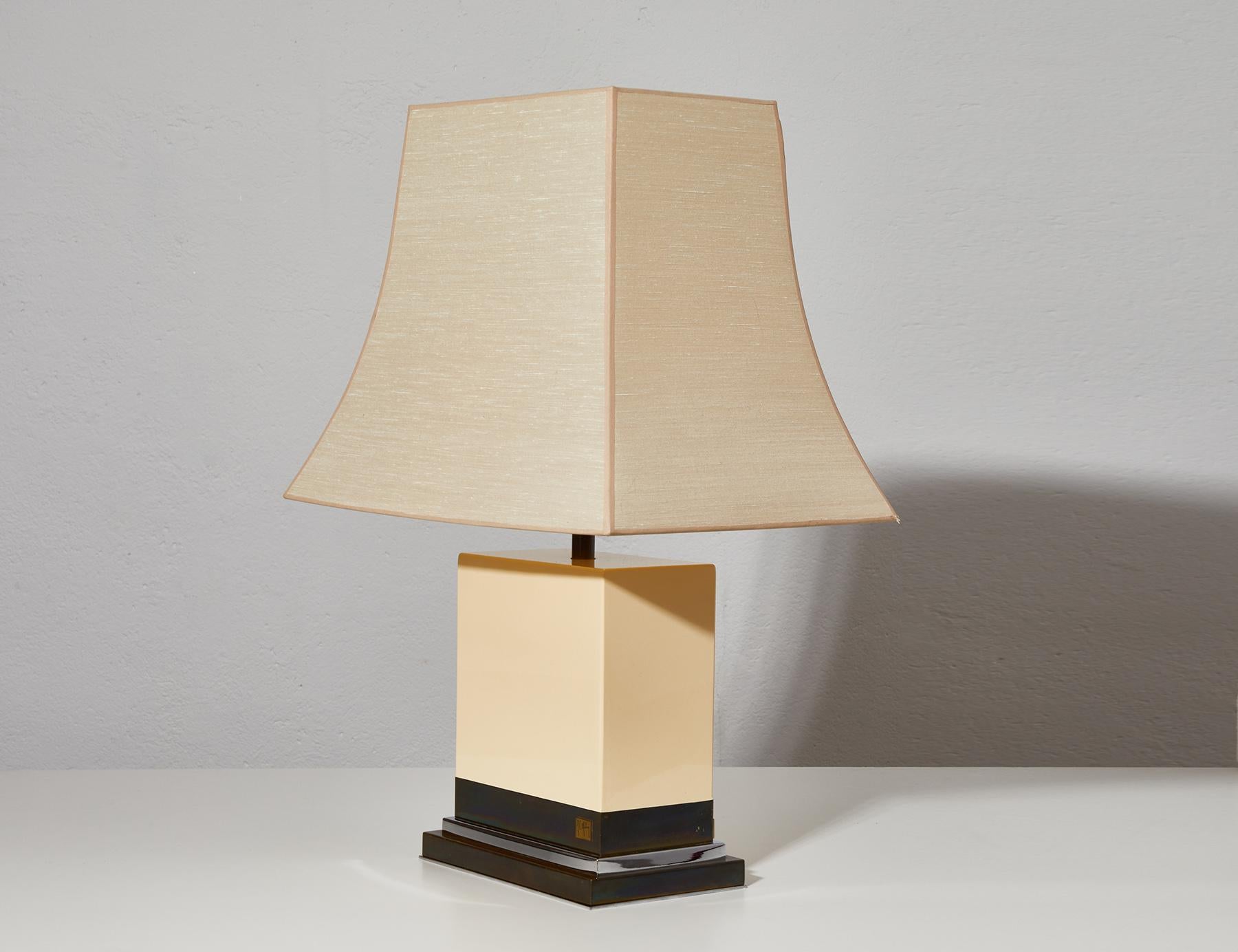 Mid-Century Modern Pair of Ivory Lacquered Table Lamps by Jean-Claude Mahey, France 1970-1980 For Sale