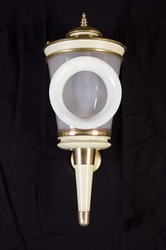 Pair of Ivory Painted and Brass Sconces or Wall Lights Carlo Scarpa Style, 1940