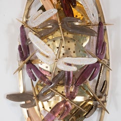 Pair of Ivory, Rose, Grey and Coral Murano Glass "Dragonfly" Sconces, Italy