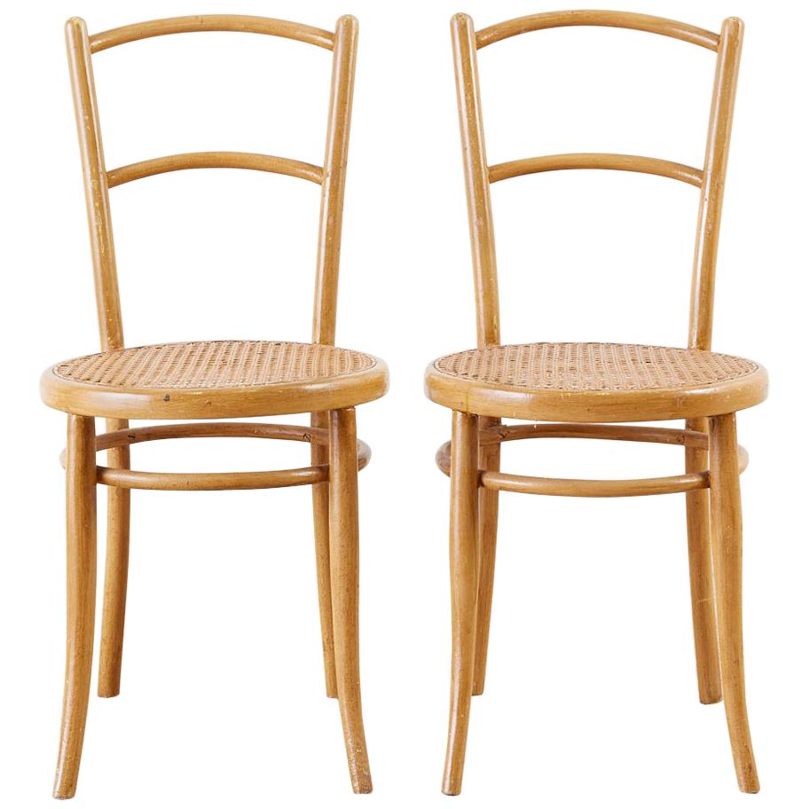 Pair of J. and J. Kohn Austrian Bentwood and Cane Chairs