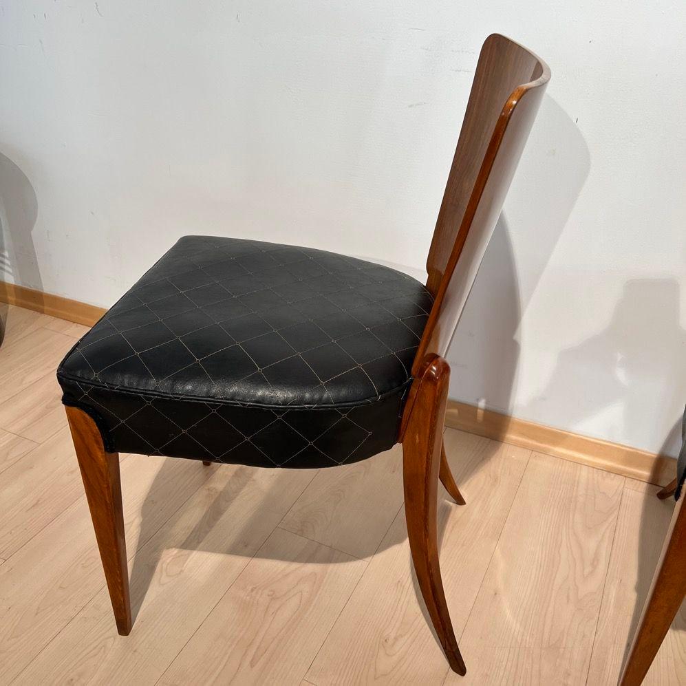 Pair of J. Halabala Chairs H214, Walnut, Beech, Faux Leather, Czech, 1930s For Sale 5