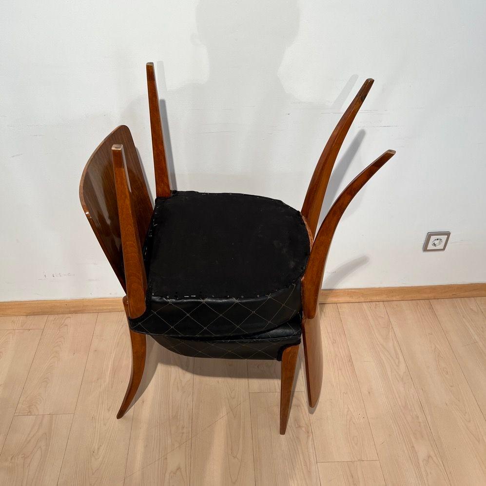 Pair of J. Halabala Chairs H214, Walnut, Beech, Faux Leather, Czech, 1930s For Sale 14