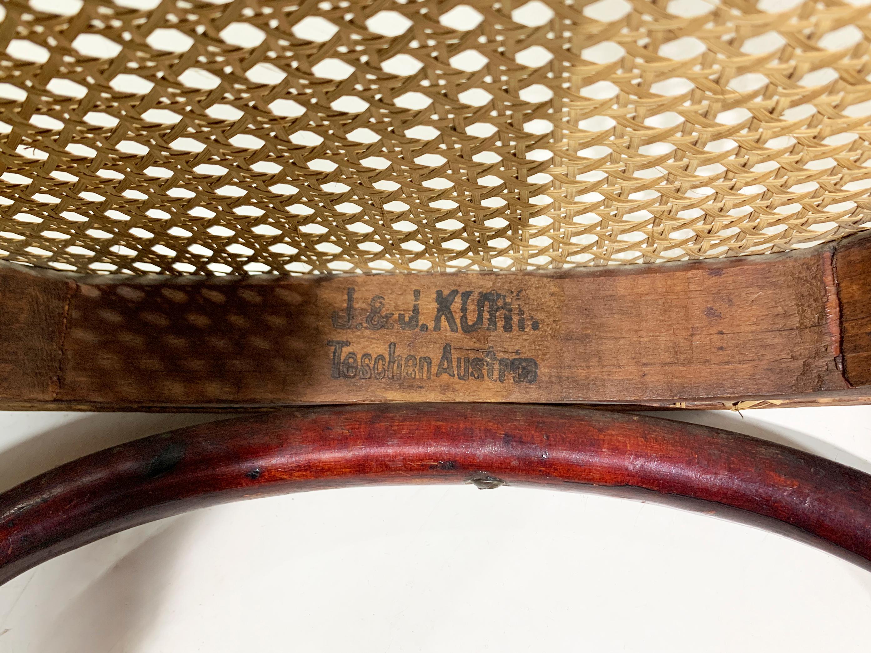 Paire de chaises J. & J. Kohn en bois courbé et en canne, Teschen, Autriche, vers 1900 en vente 1